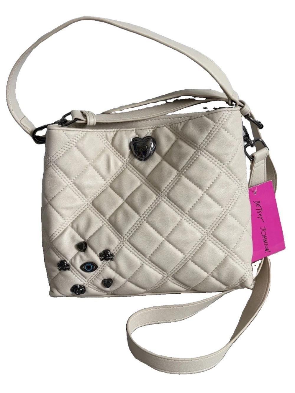 Betsey Johnson NWT Cream Quilted Shoulder Bag Purse